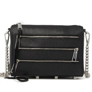 RECECCA MINKOFF Black Leather Crossbody Bag with black strap NWT